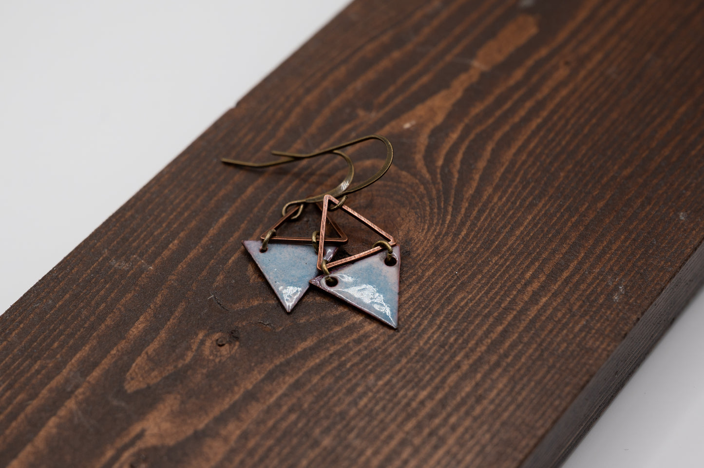 Blue Triangle Dangle Enamel Earrings