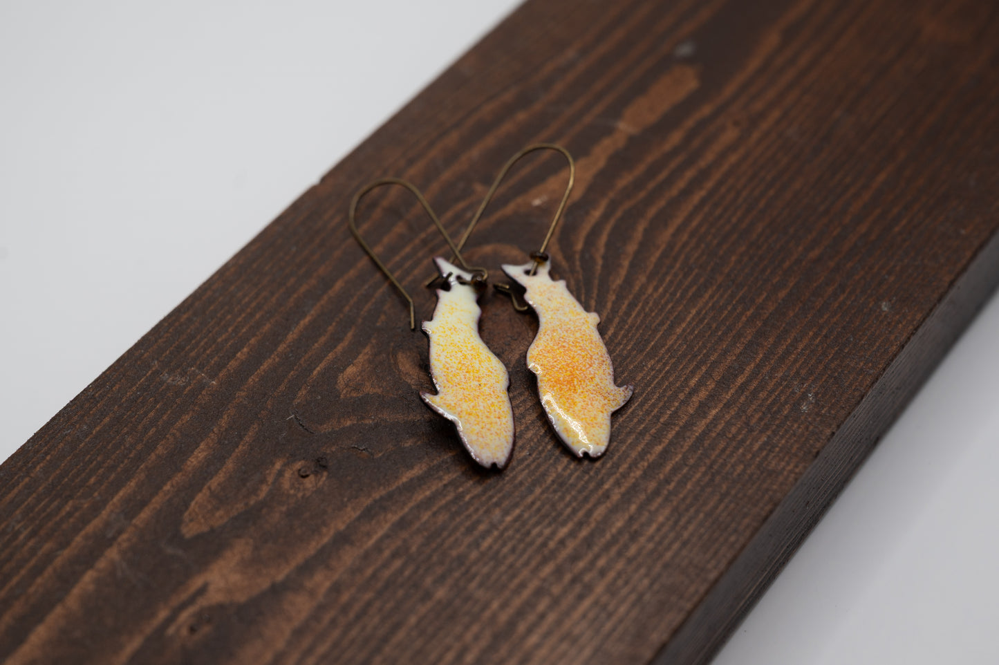 Brown Trout Enamel Earrings