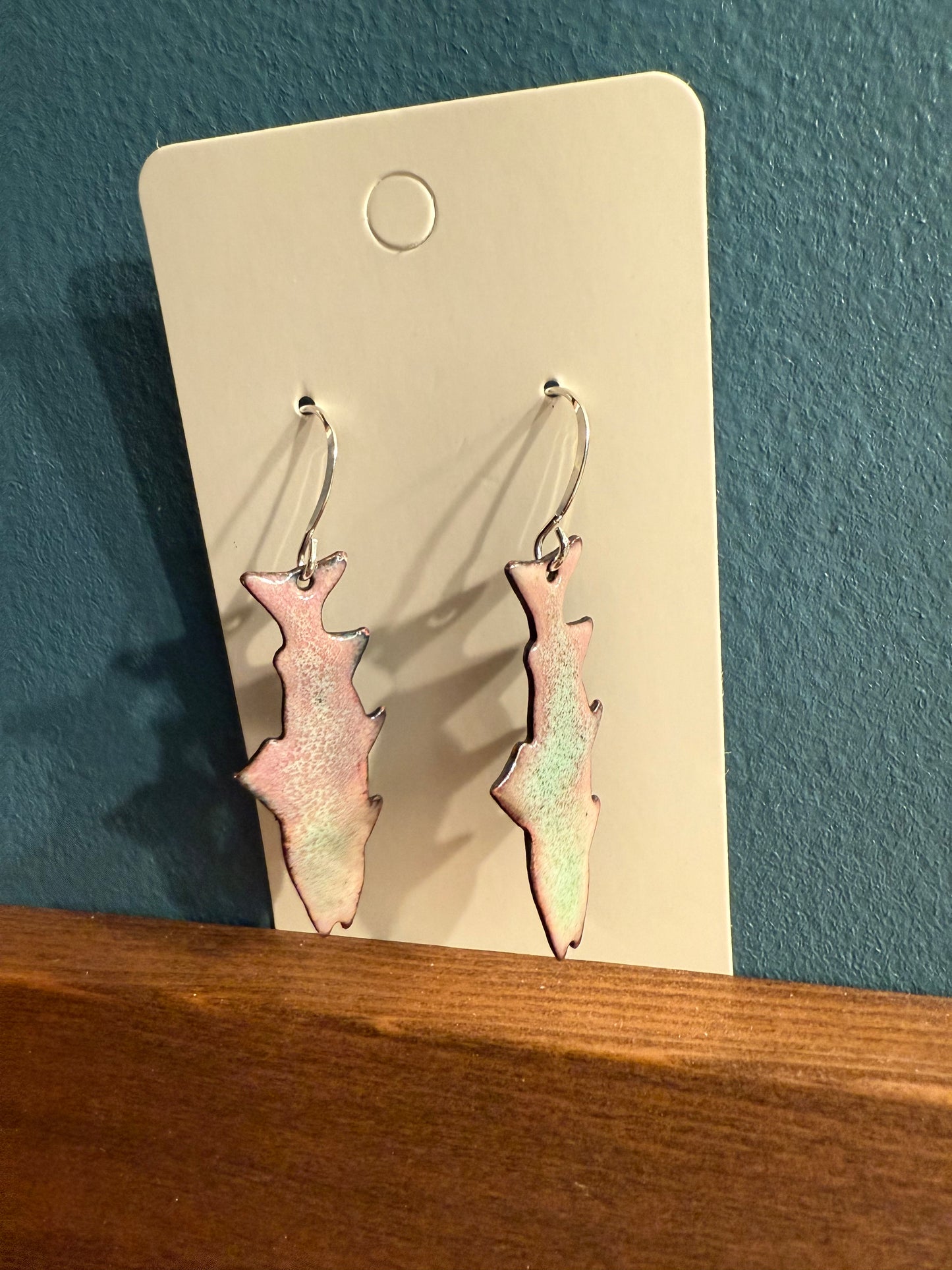 Light Salmon Enamel Earrings