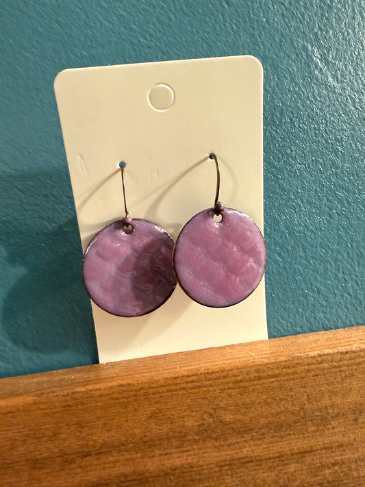 Pink and Purple Scale Enamel Earrings