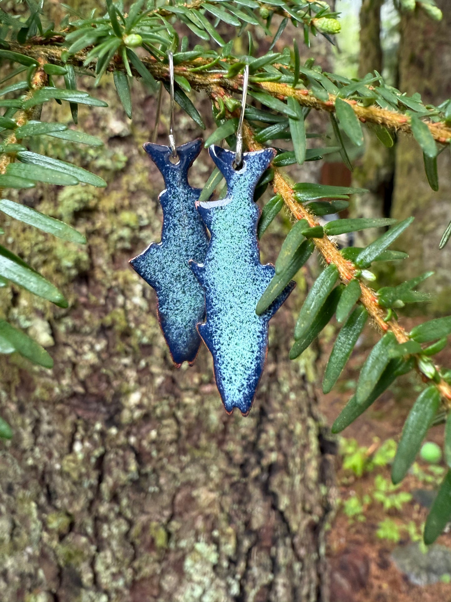 Dark Salmon Enamel Earrings