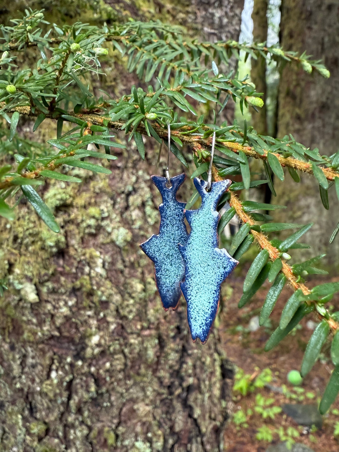 Dark Salmon Enamel Earrings