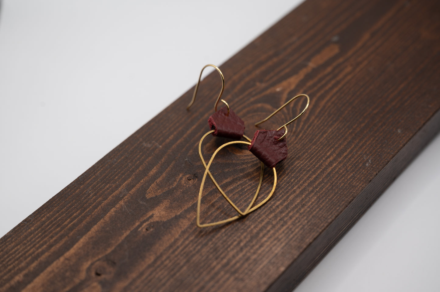 Maroon Leather Teardrop Earrings