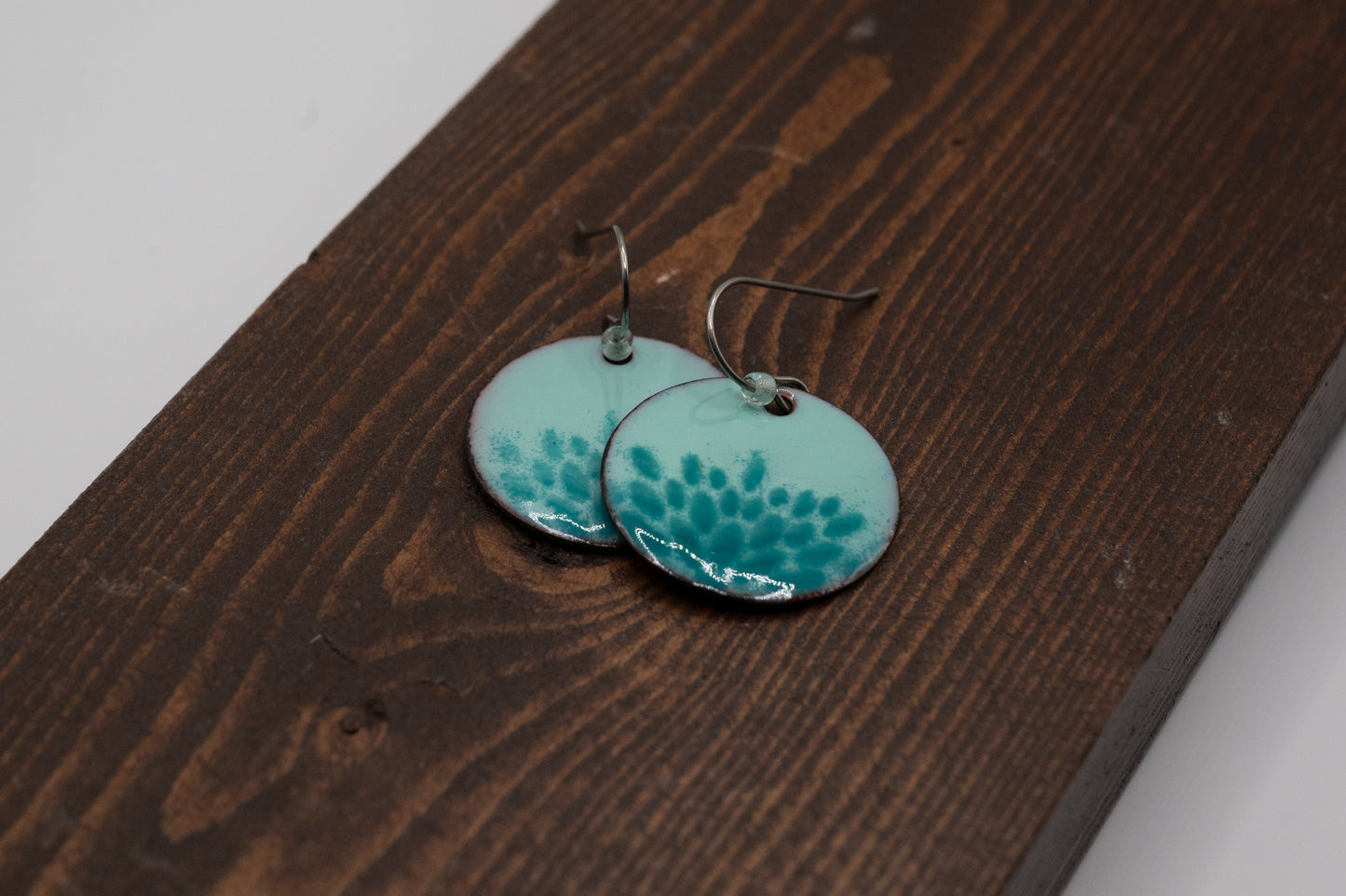 Blue and Teal Floral Enamel Earrings