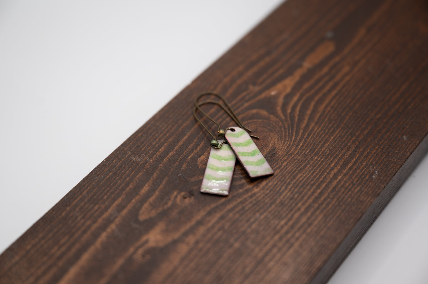 Green Stripe Enamel Earrings