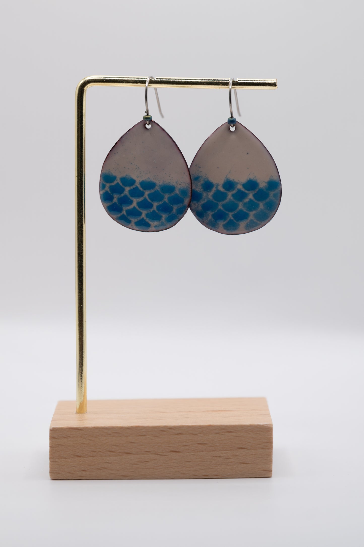 Blue Half Scale Enamel Earrings