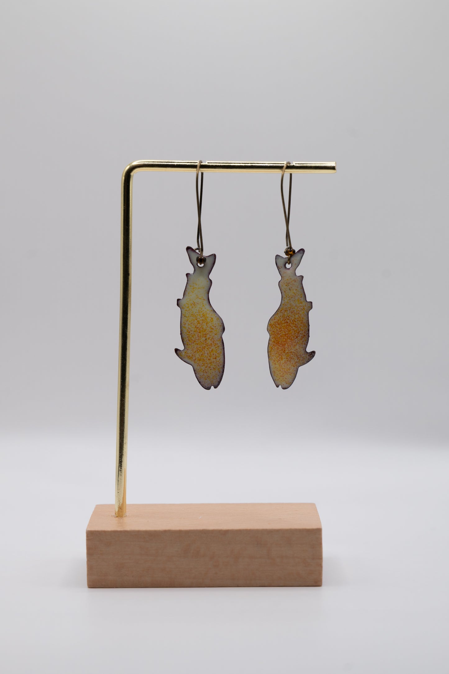 Brown Trout Enamel Earrings