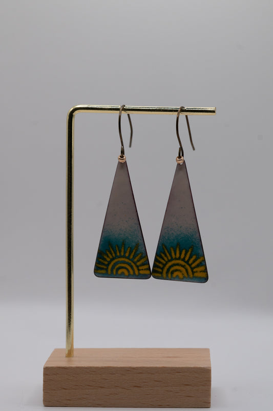 Triangle Sunshine Enamel Earrings