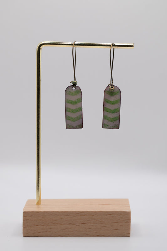 Green Stripe Enamel Earrings