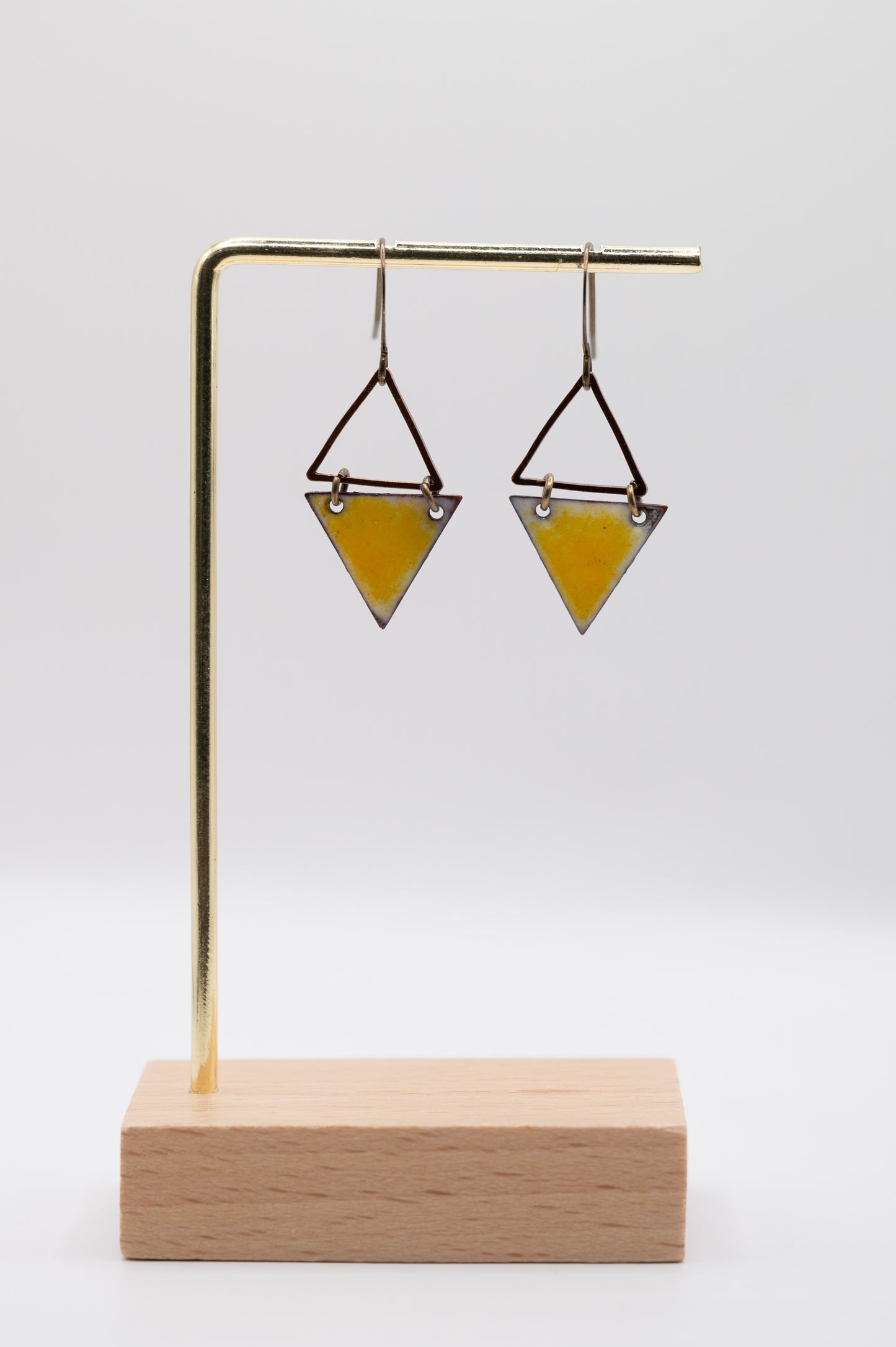 Yellow Triangle Dangle Enamel Earrings