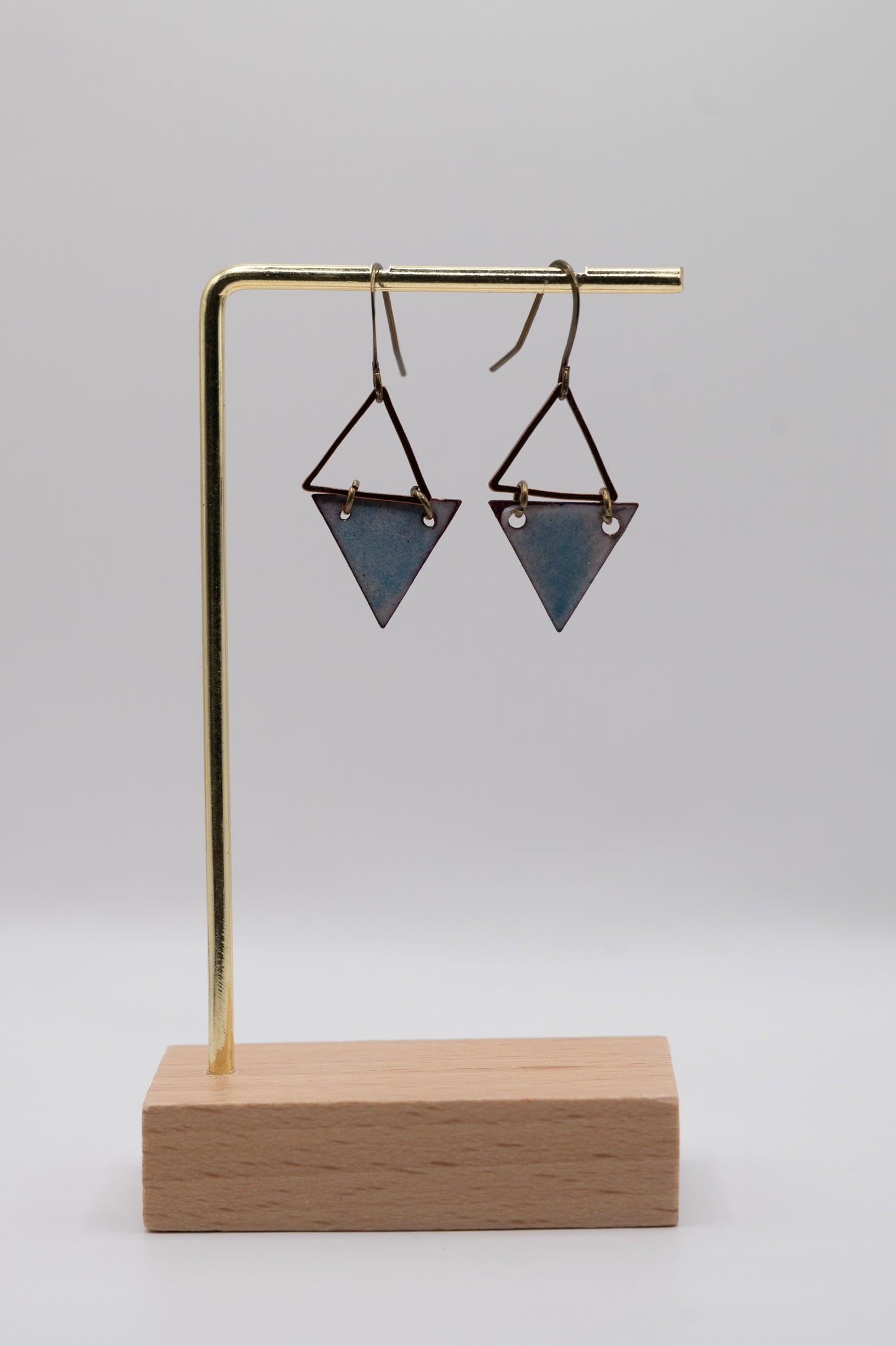 Blue Triangle Dangle Enamel Earrings