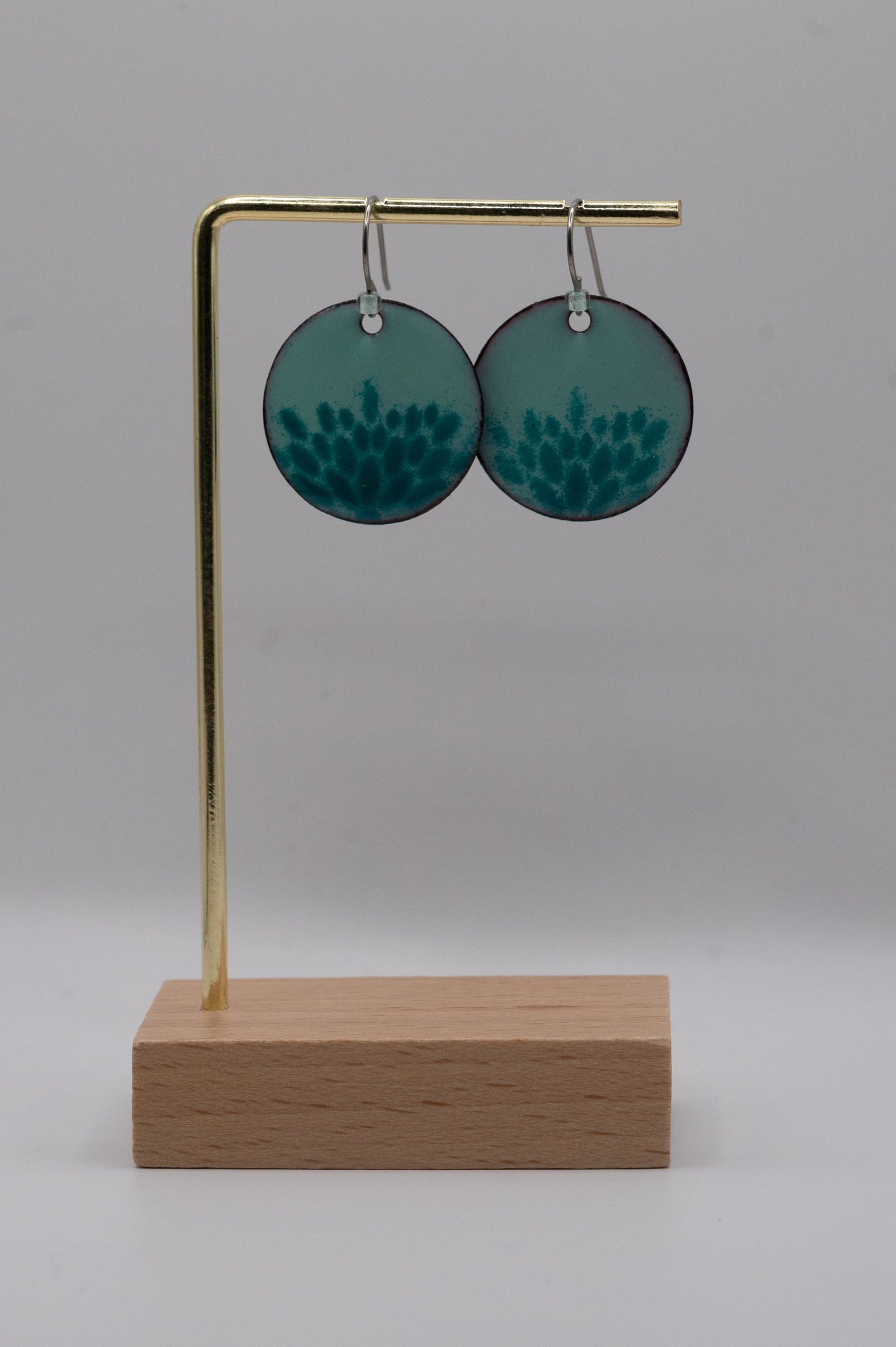 Blue and Teal Floral Enamel Earrings