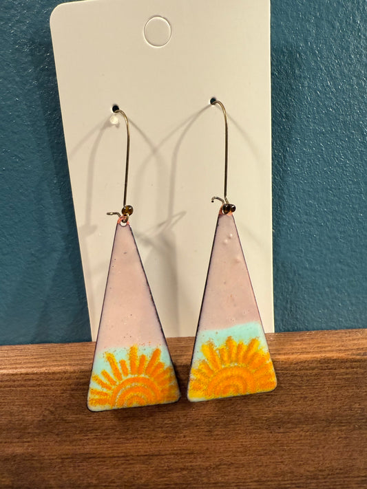 Triangle Sunshine Enamel Earrings