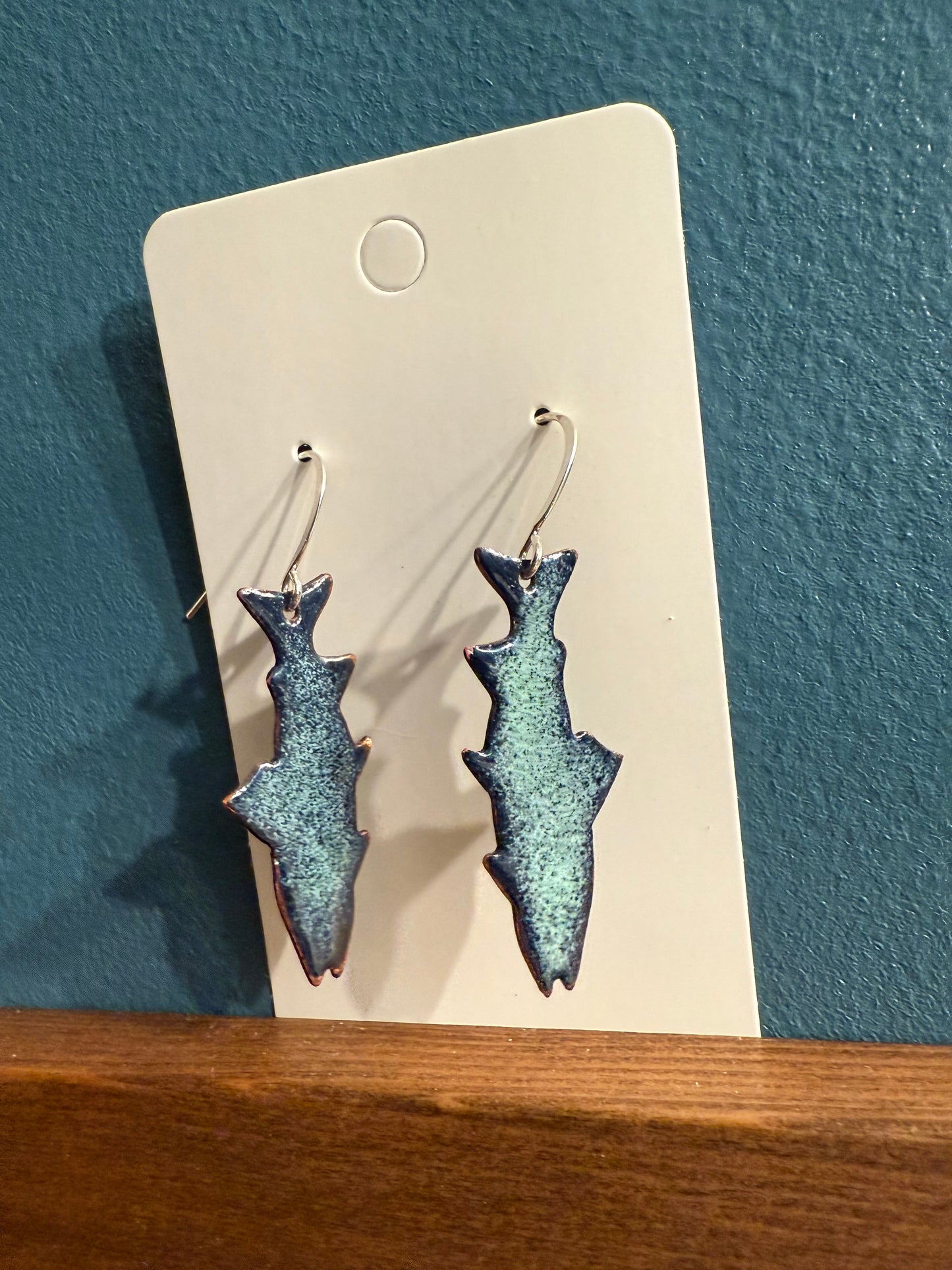 Dark Salmon Enamel Earrings